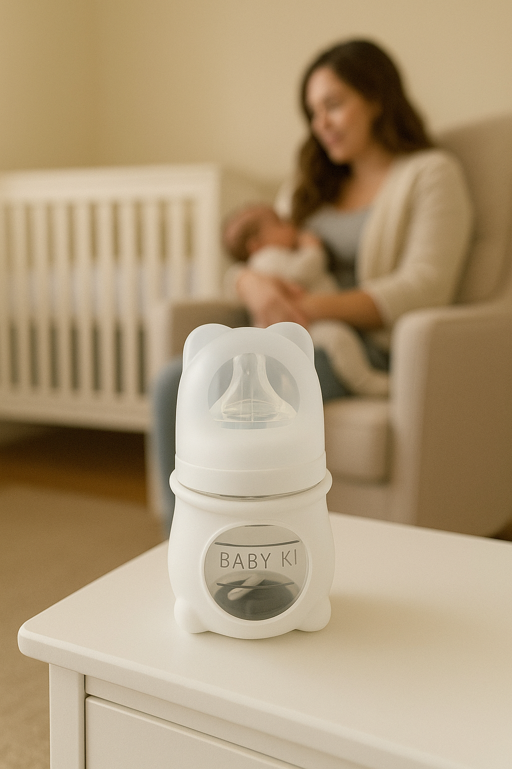 Baby Ki 4oz Glass Baby Bottle with Silicone Sleeve