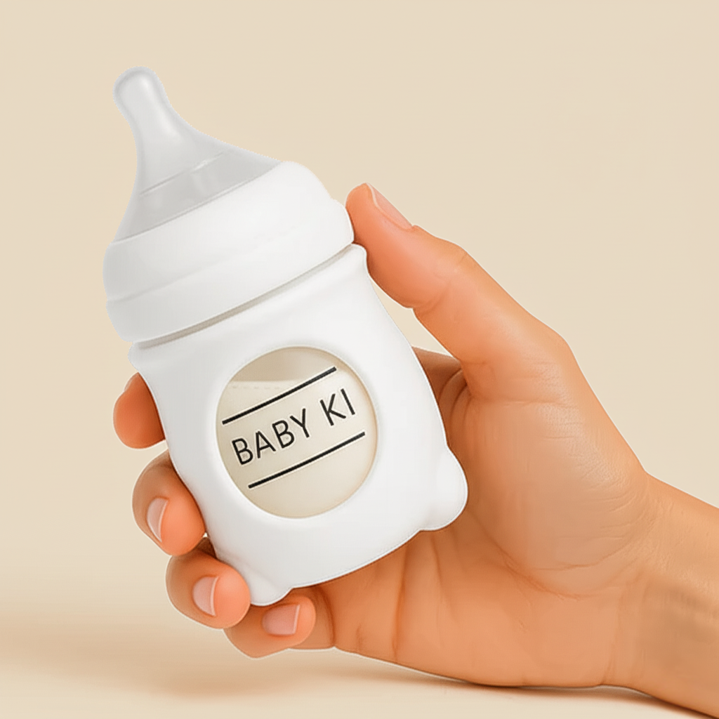 Baby Ki 4oz Glass Baby Bottle with Silicone Sleeve